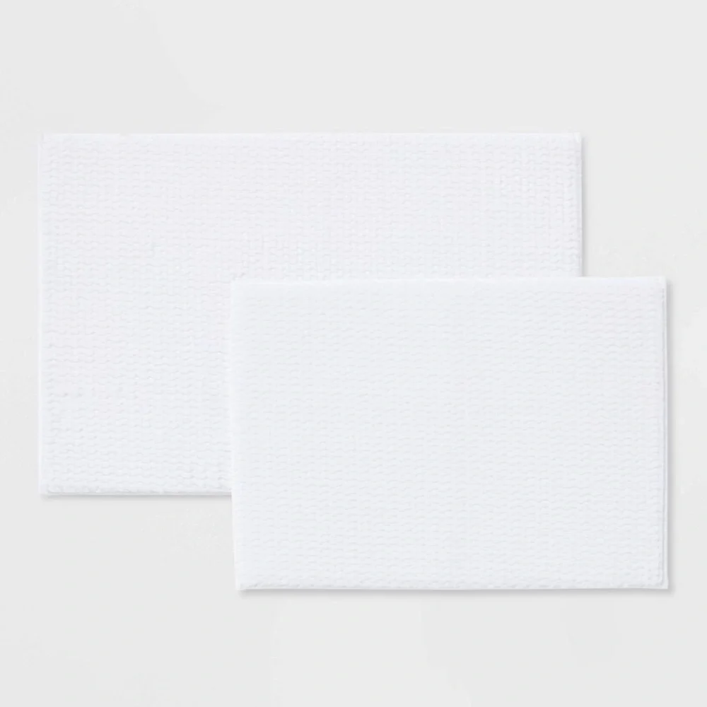 Threshold Bath Mat White Fuzzy Foam Bath Rug Tub and‎ Sink Set
